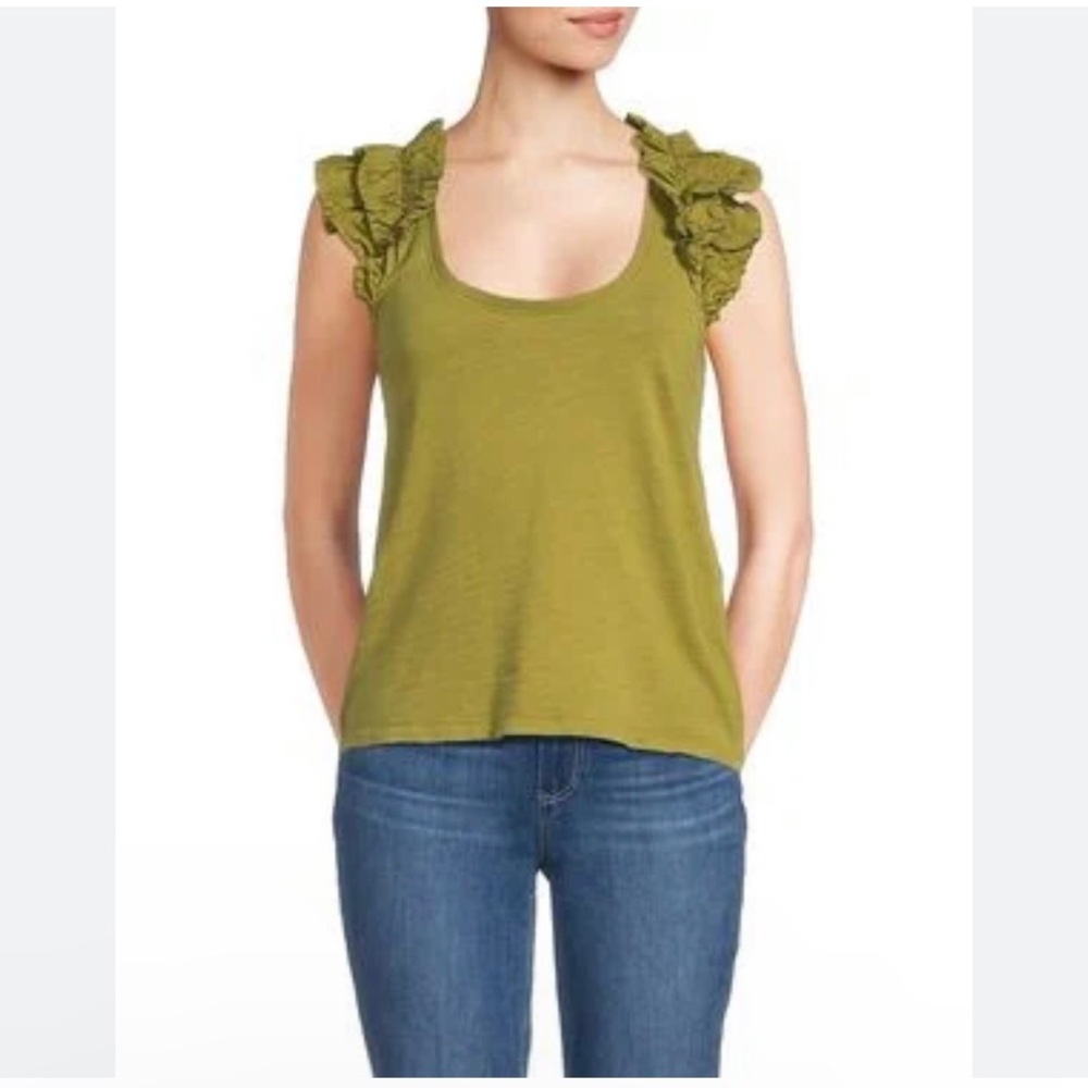 Nation Ltd Alicia Ruffled Sleeveless Top in Black Size Small